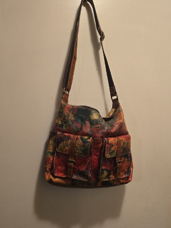 Patricia Nash Handbags - Patricia Nash Floral Patchwork Leather Shoulder Bag - Red, Orange, Green, Brown